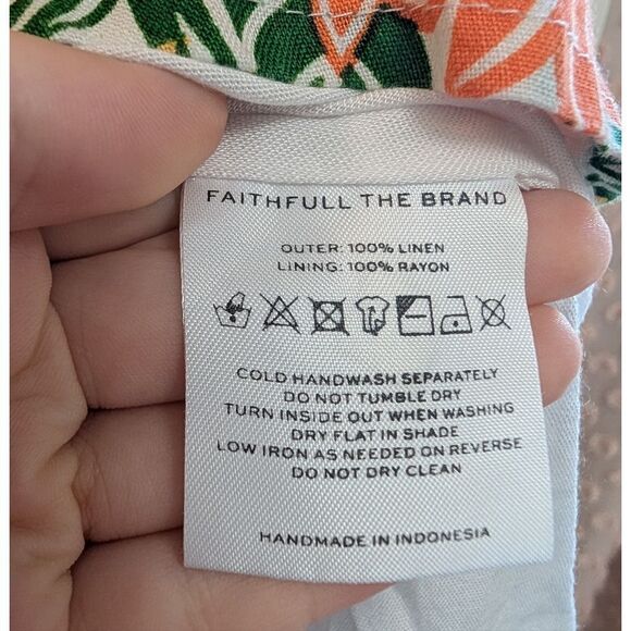 NWOT Faithfull The Brand Linen Mini Dress Size 4 Small Floral Puff Short Spring - Picture 9 of 9